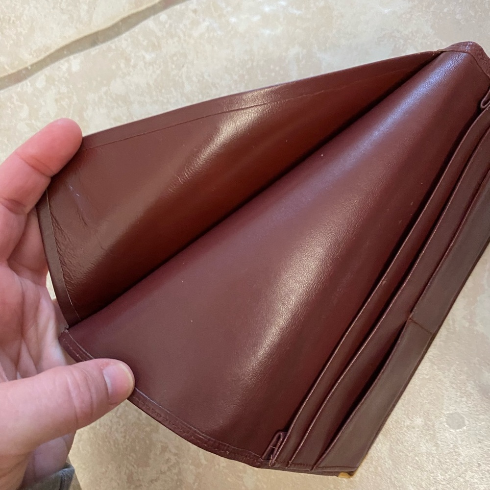 Vintage Cartier Check Organizer Bi-Fold Wallet, Burgundy Leather - Picture 12 of 14